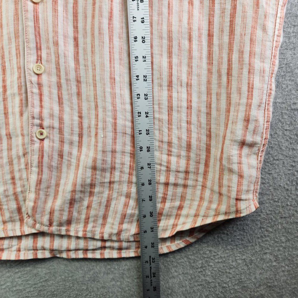 Tommy Bahama Relax Shirt Mens XL Orange Striped Linen Long Sleeve Pocket - Picture 11 of 14
